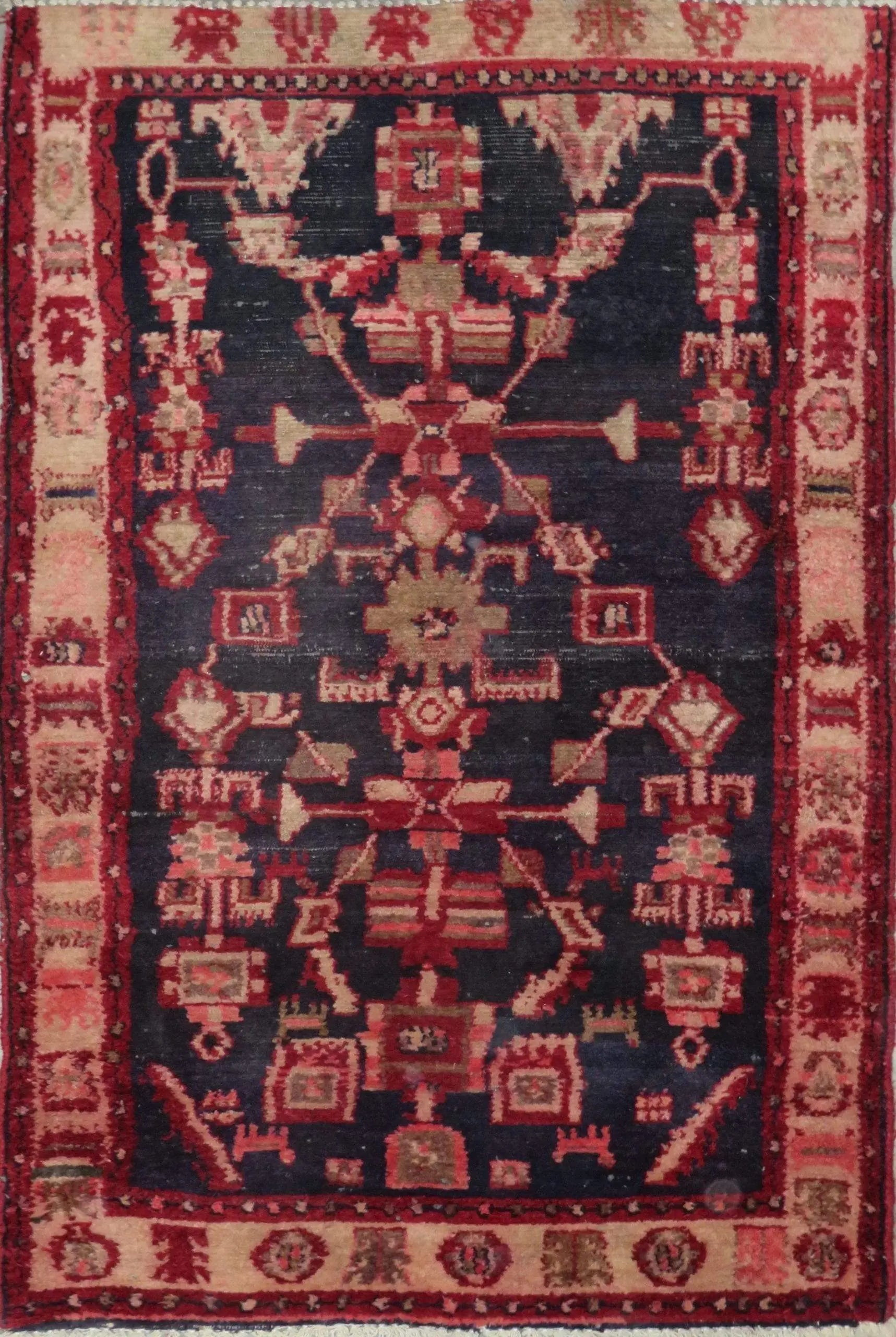 One Of The Kind Hand-Knotted Persian Wool Rug _ Luxurious Vintage Design, 5'9" x 3'9", Artisan Crafted
